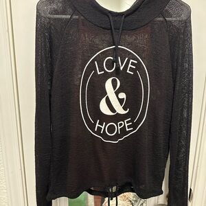 Black Sheer Hoodie with Love & Hope Print
